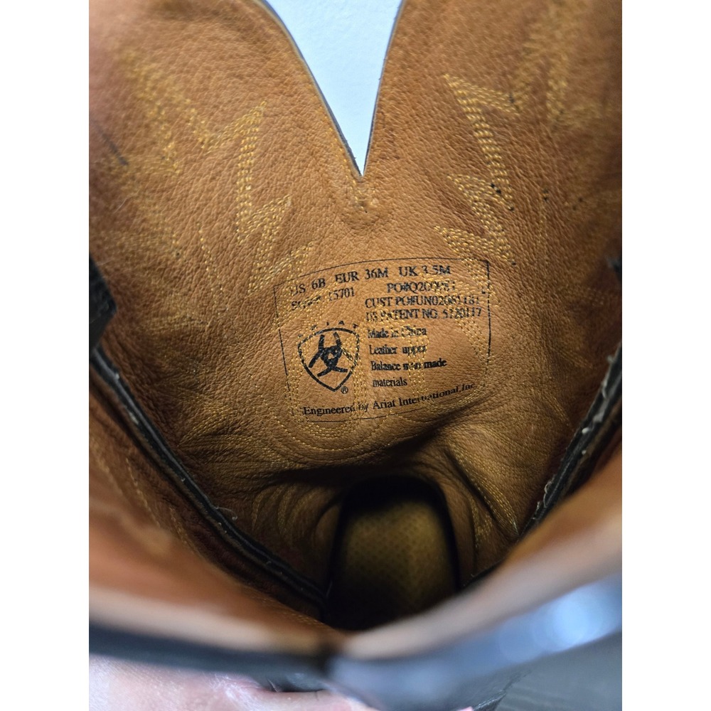 Ariat Heritage Western Black Leather Cowgirl Boots 15701 Size 6B - Picture 6 of 7